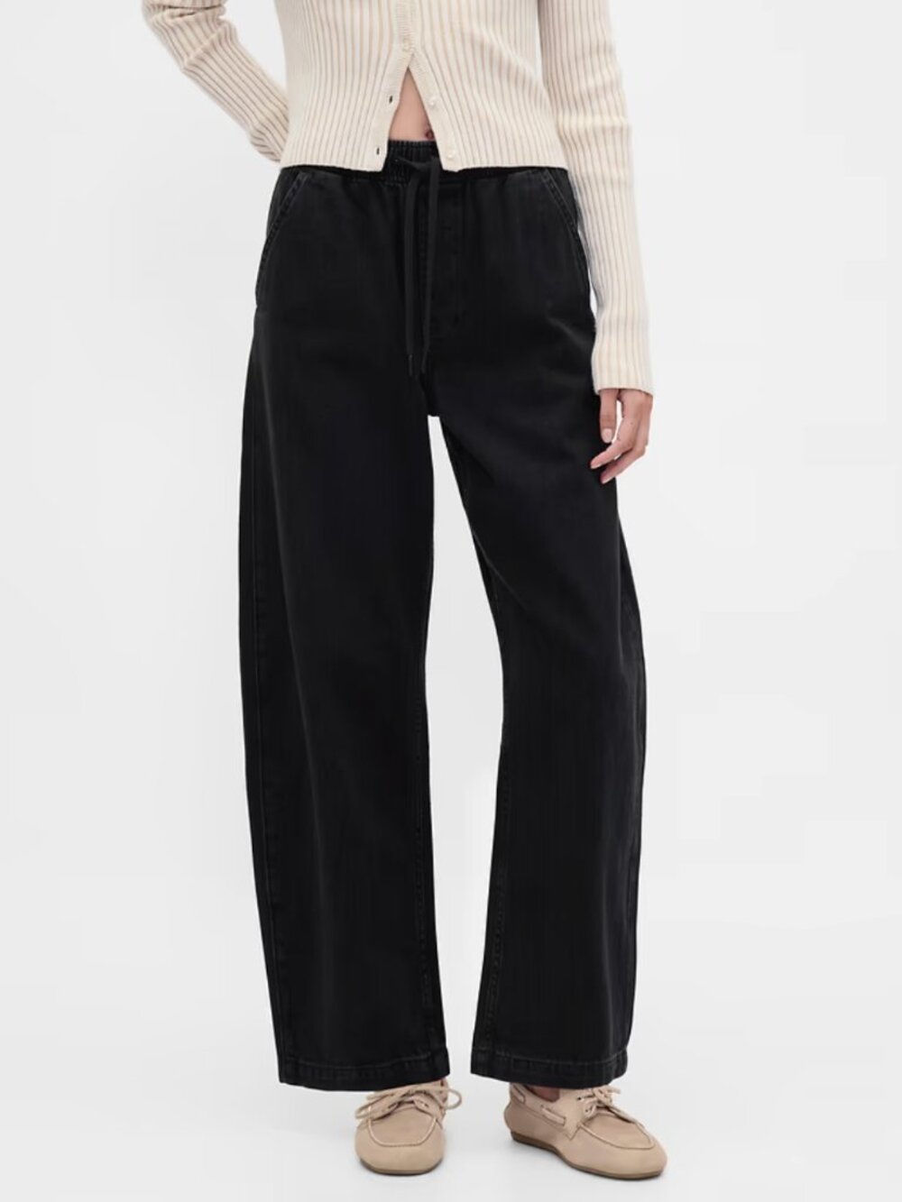 GAP High Rise Barrel Jeans in Black